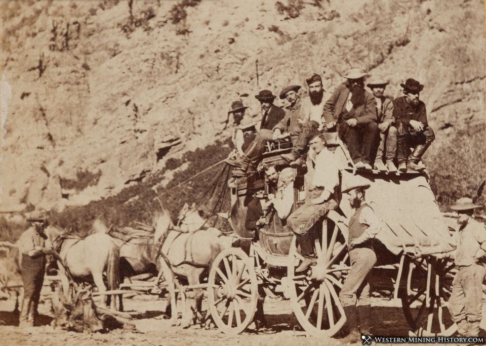 Salt Lake Stagecoach Leaving Ophir, Utah ca. 1870s