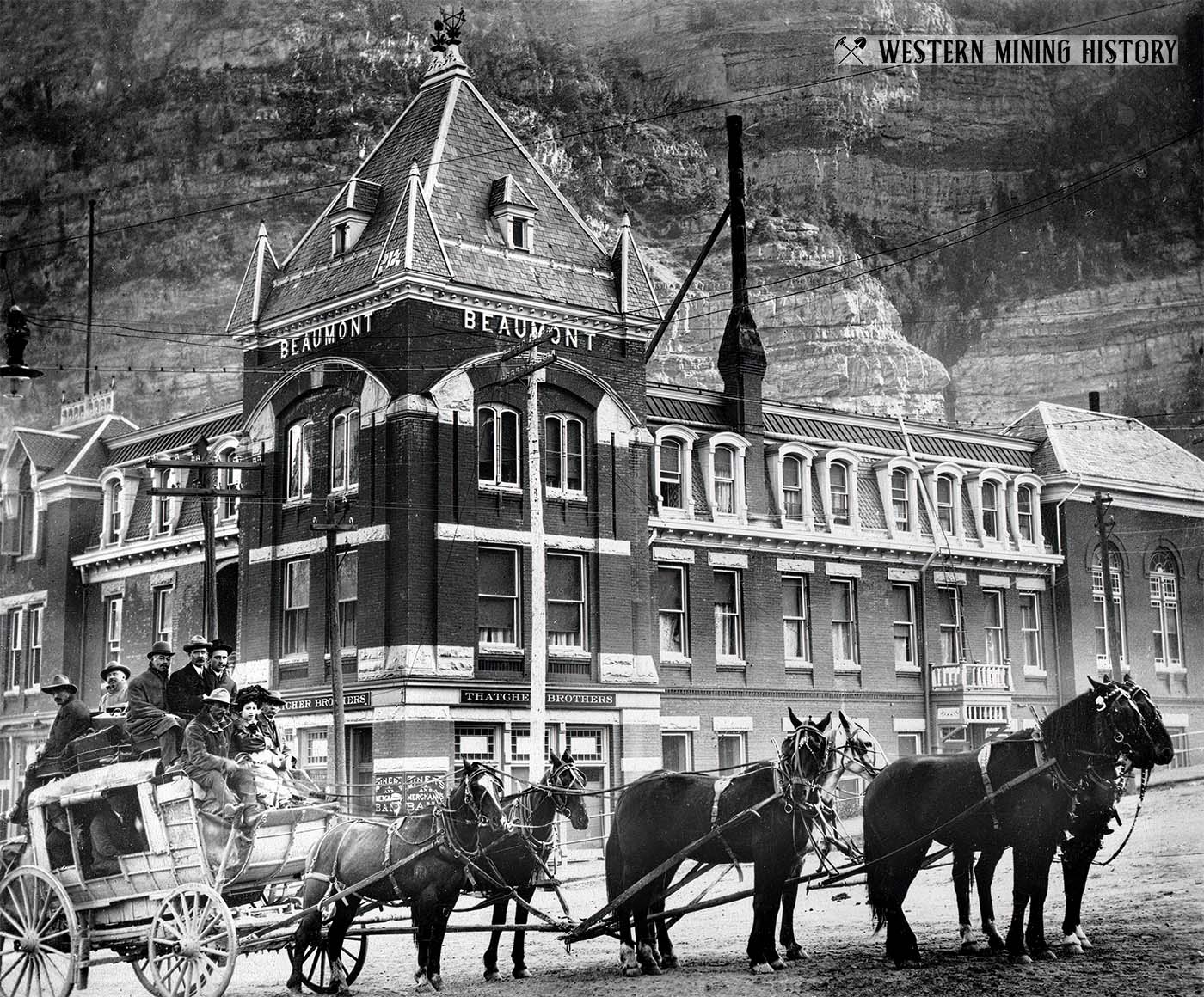 Stagecoach in front of the Beaumont Hotel Ouray, Colorado ca 1890