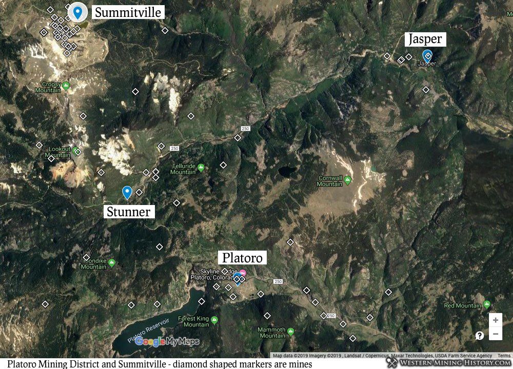 Map of the Platoro mining district and Summitville