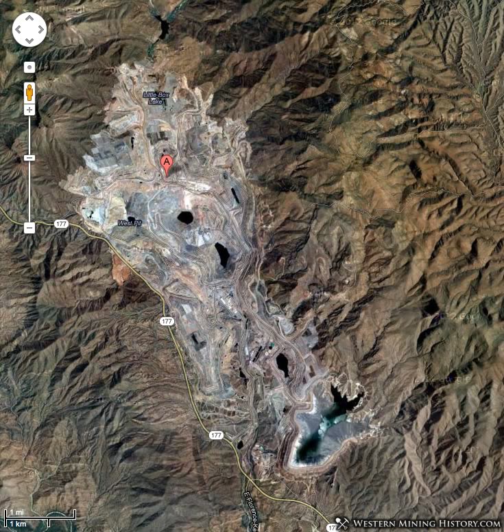 Satellite photo of the open pit at Ray Arizona