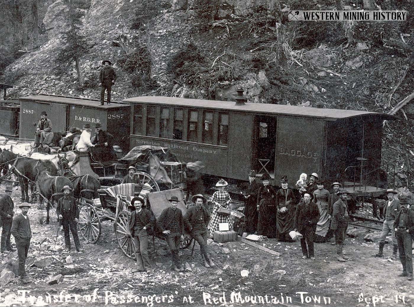 Rail passengers at Red Mountain Town Sept. 17 1888