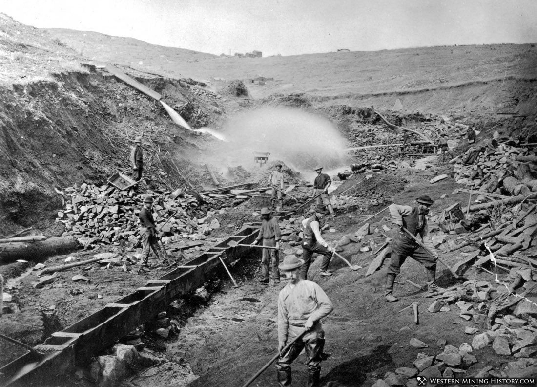 Placer mining operation at Russell Gulch, Colorado ca. 1865