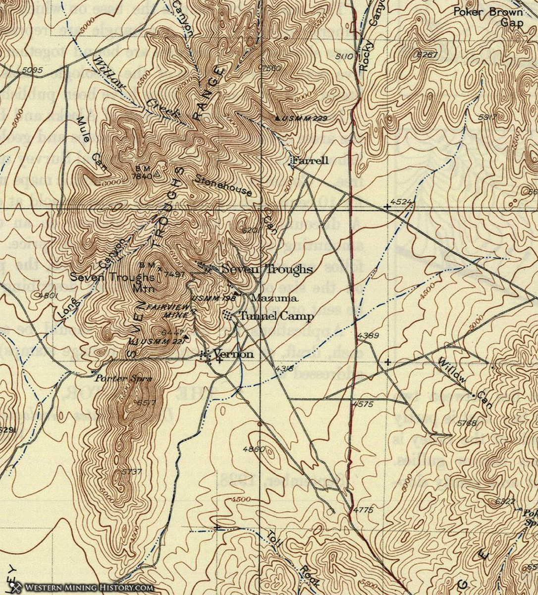 Seven TroughsTopo Map 1935