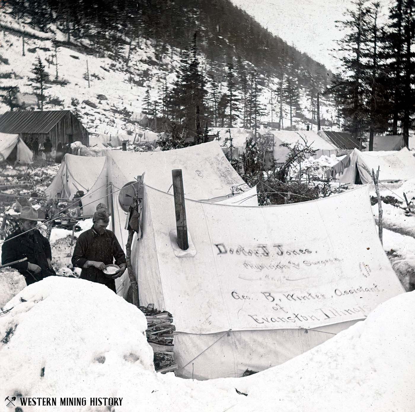 Dr. Jones' residence - preparing dinner at Sheep Camp, Alaska