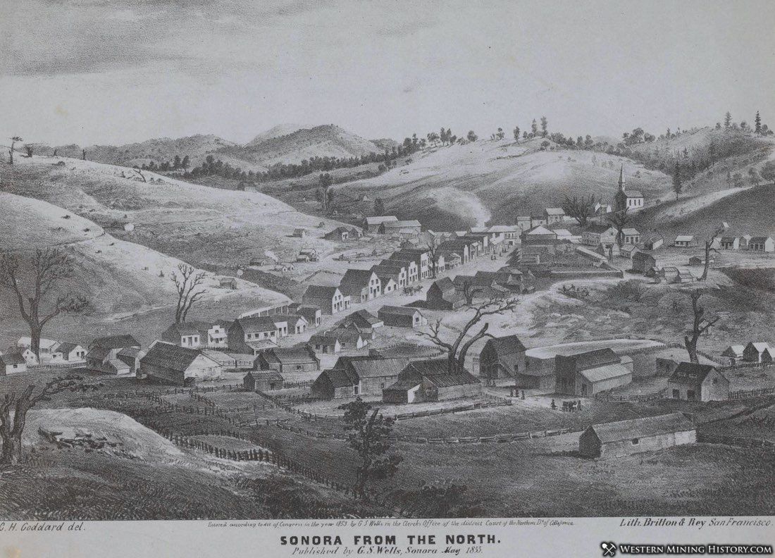 1853 lithograph of Sonora, California