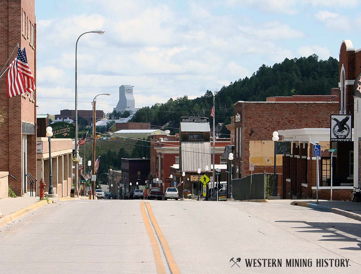 Main Street with the Homestake Mine in the background - Lead, South Dakota