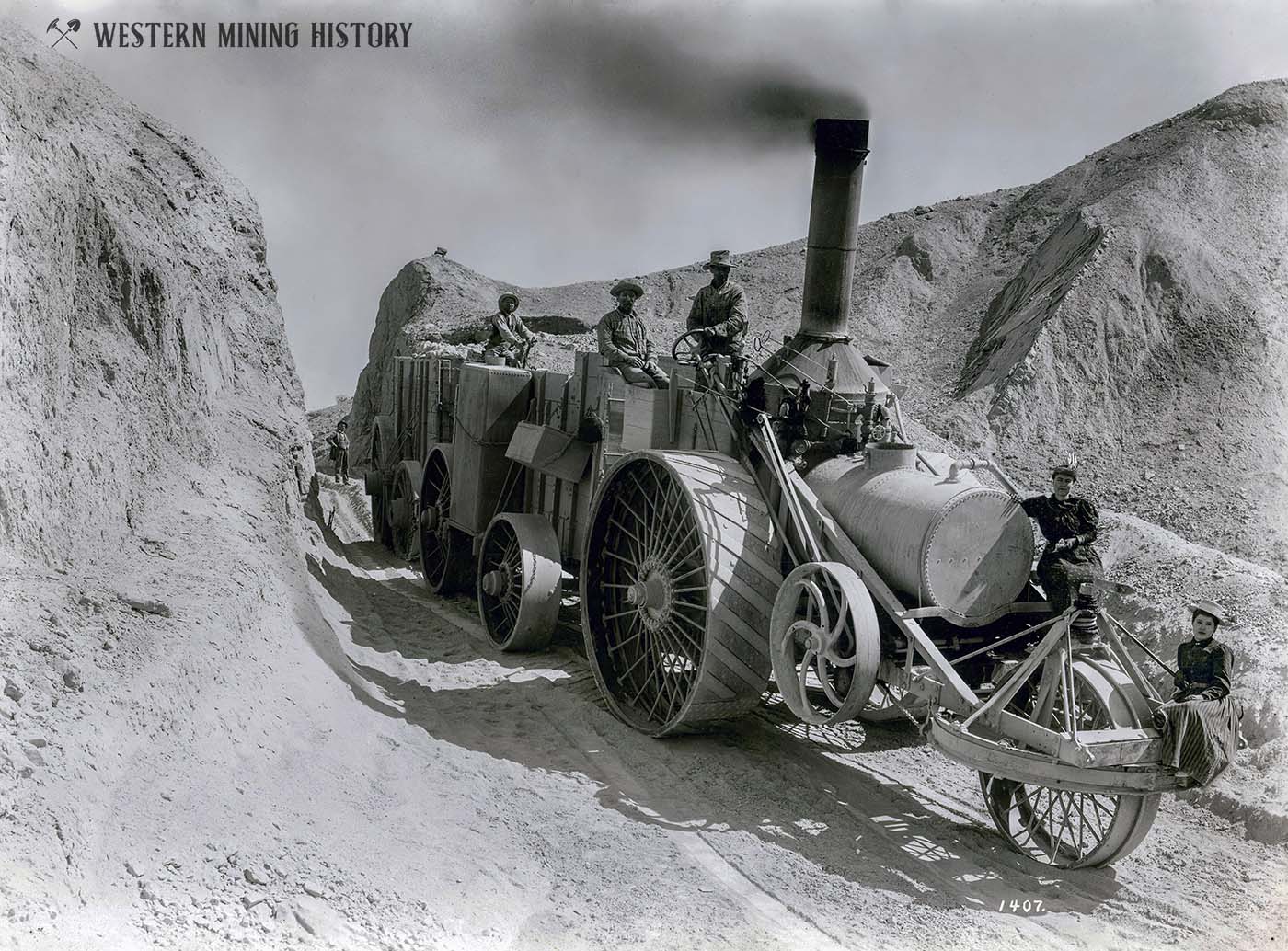 Traction engine hauling borax - Mojave Desert ca. 1900