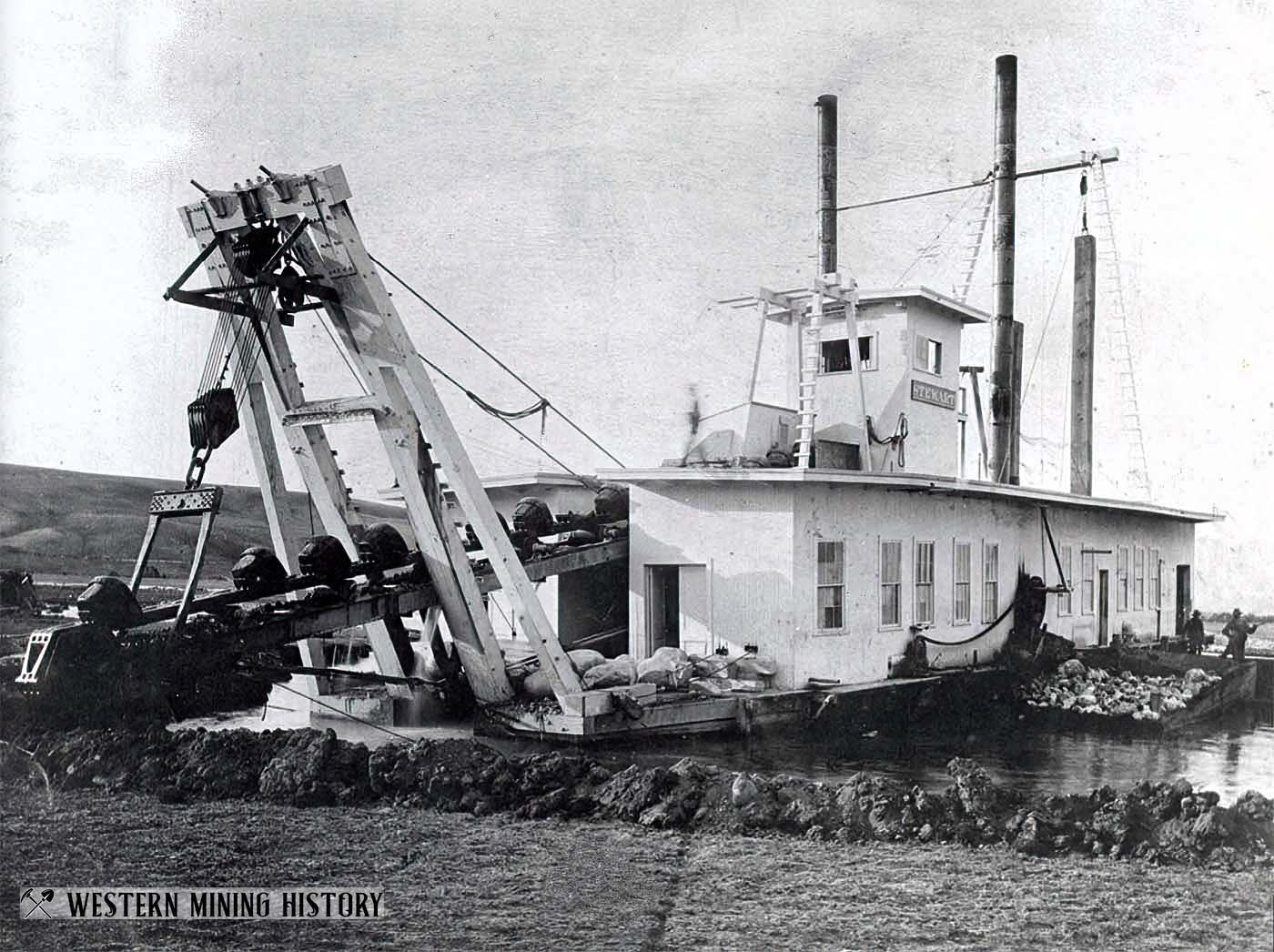 Stewart gold dredge at Pioneer, Montana ca. 1905
