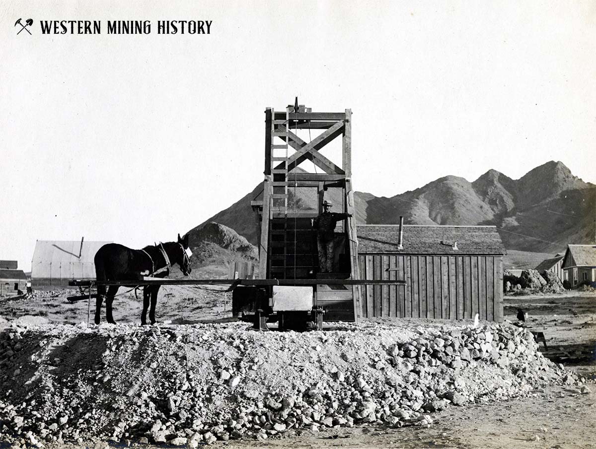 Mule-powered hoist at Tonopah, Nevada ca. 1903