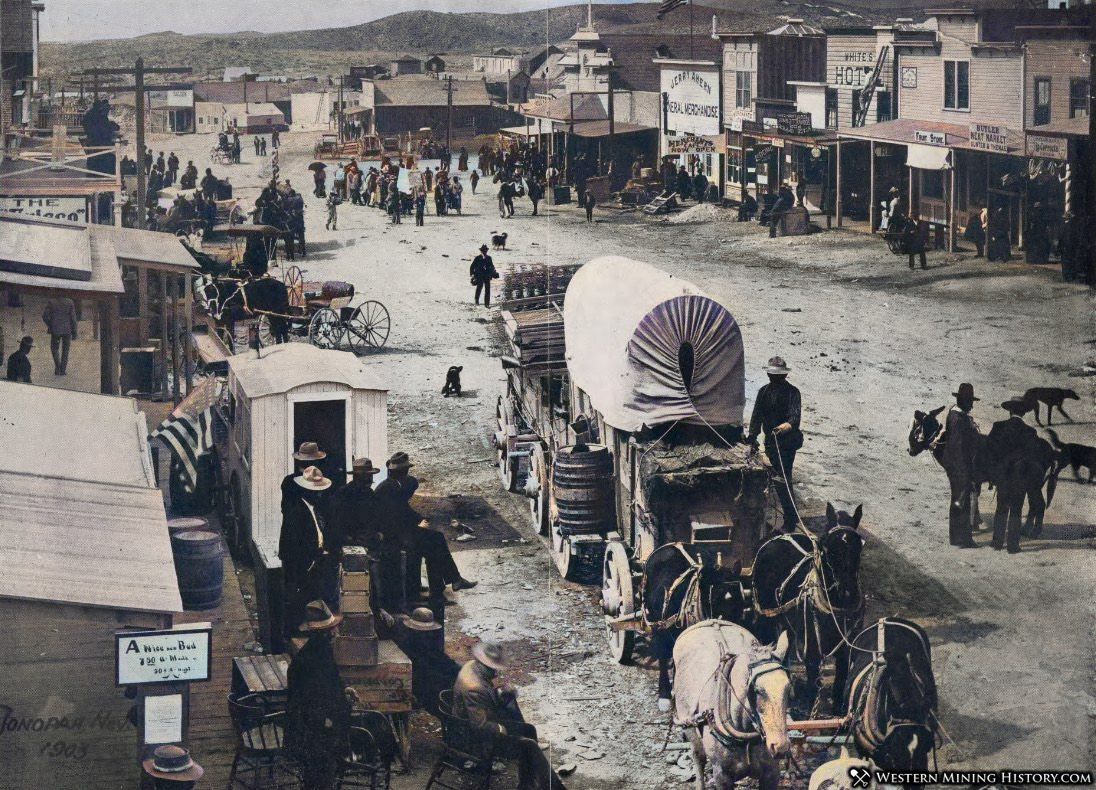 Colorized version of this Tonopah boom town scene from 1903
