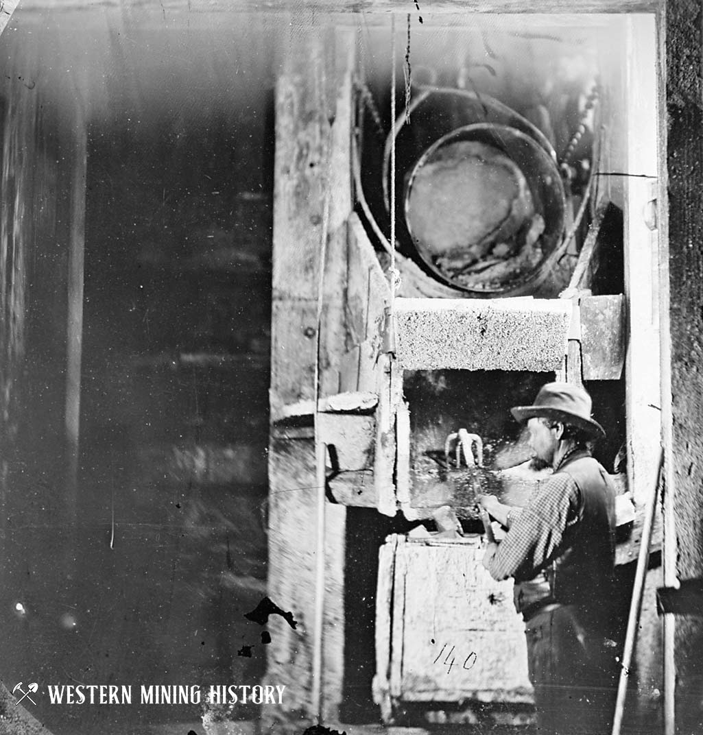 Miner at Work Underground - Virginia City Nevada 1867
