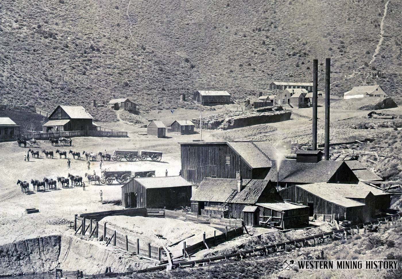 Ore Wagons at the Lands Mill 1871