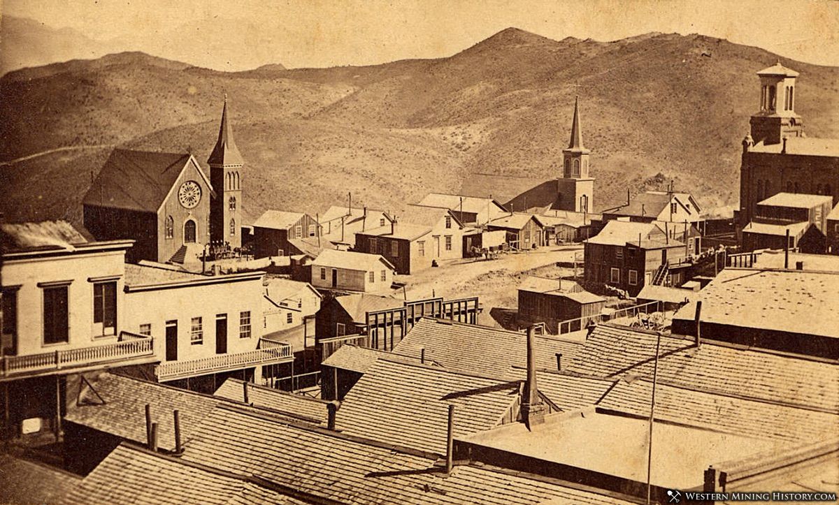 Episcopal, Catholic and Methodist Churches, Virginia City Nevada 1860s