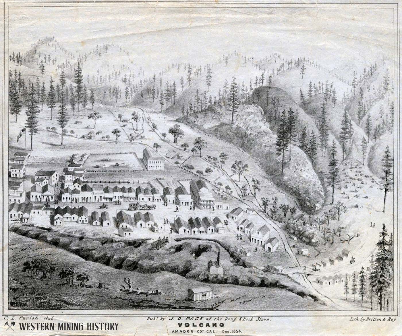 Illustration of Volcano, California 1854