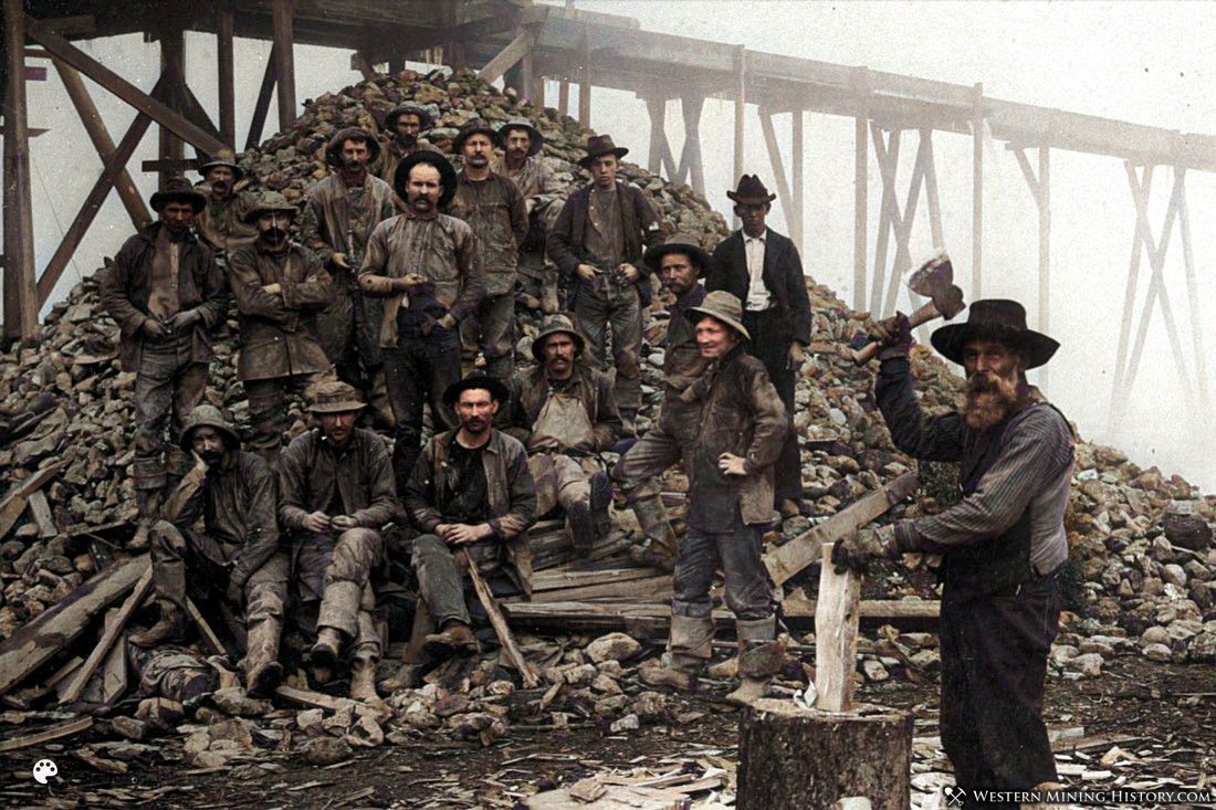 Miners at the Blue Gravel Mine - Yreka, California ca. 1890 (colorized image)