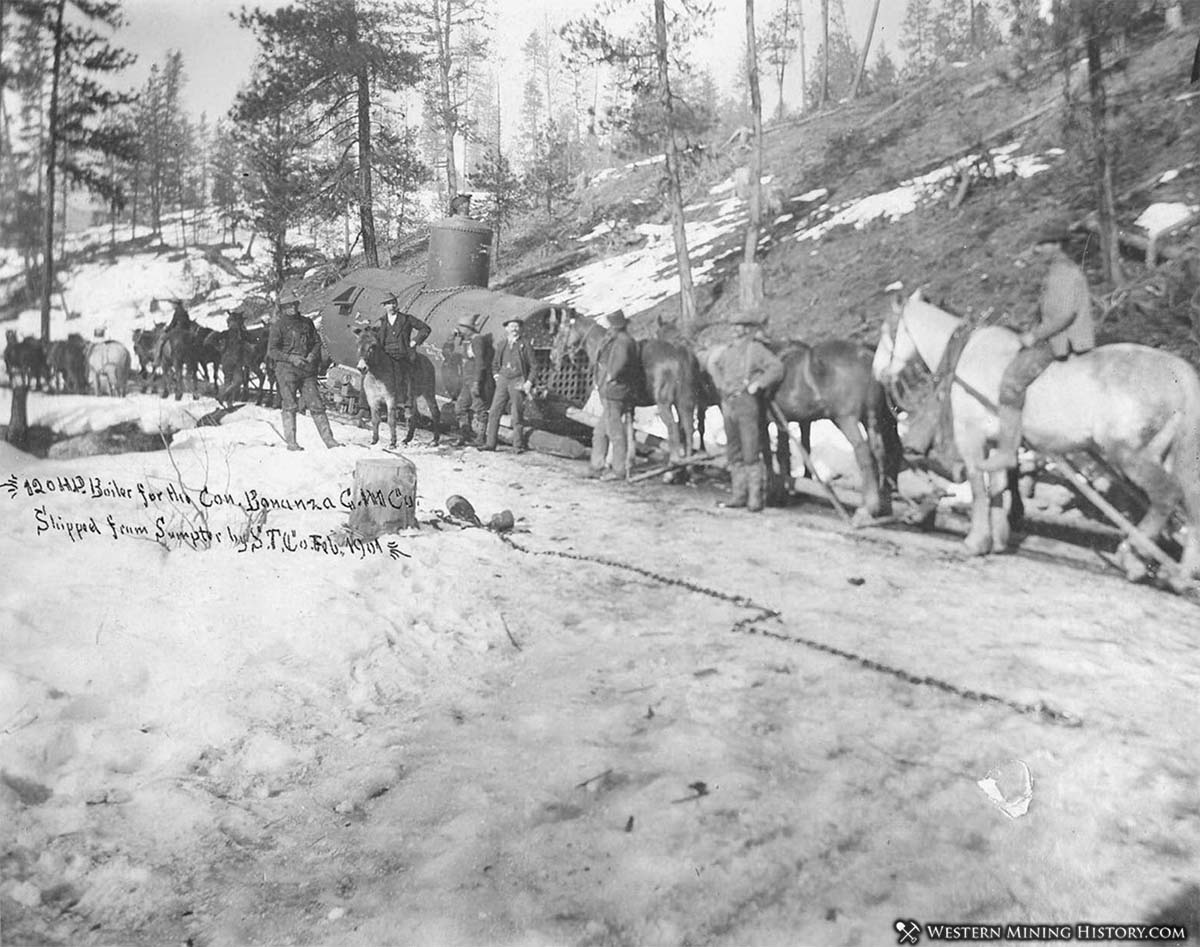 Boiler enroute to Bonanza Mine near Geenhorn City 1901