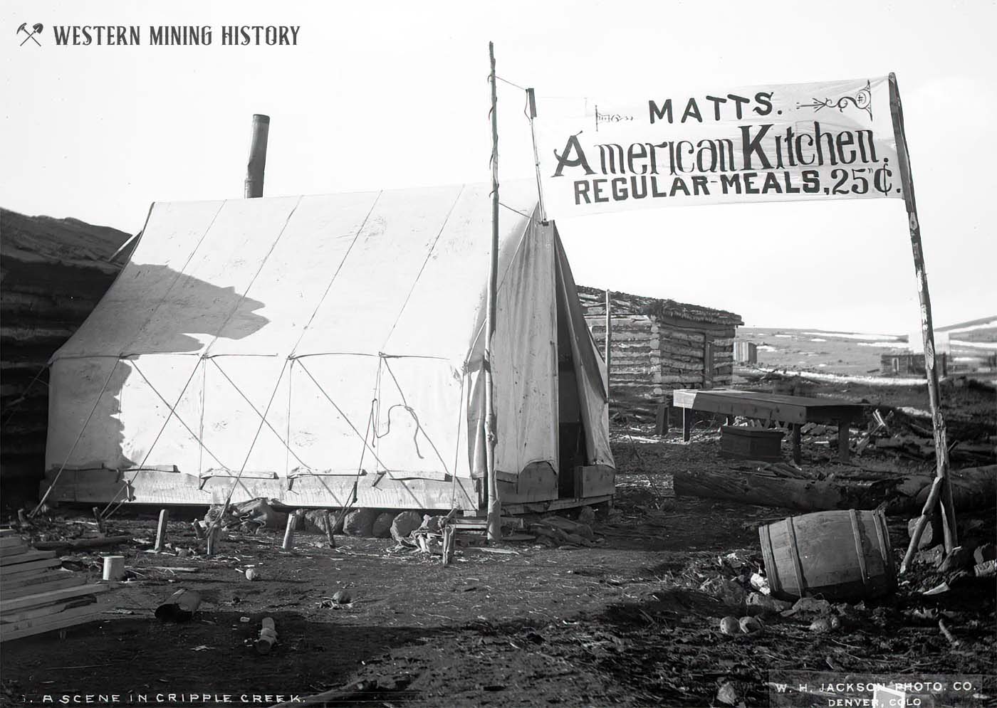 Early Cripple Creek, Colorado restaurant operating out of tent ca. 1891