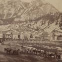 Pack train leaving Ouray, Colorado ca1890