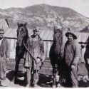 Leonard McKinley and other miners with horses - Alta