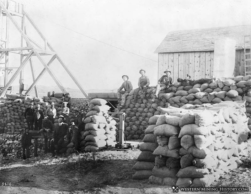 Miners and ore sacks at the Red Top mine