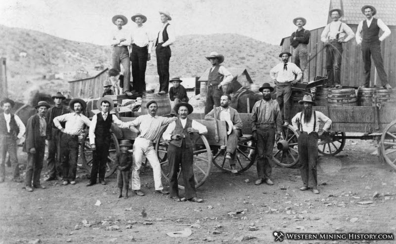 F. A. Morgan's Water Wagon at Kinyon Mine near Randsburg, ca.1897