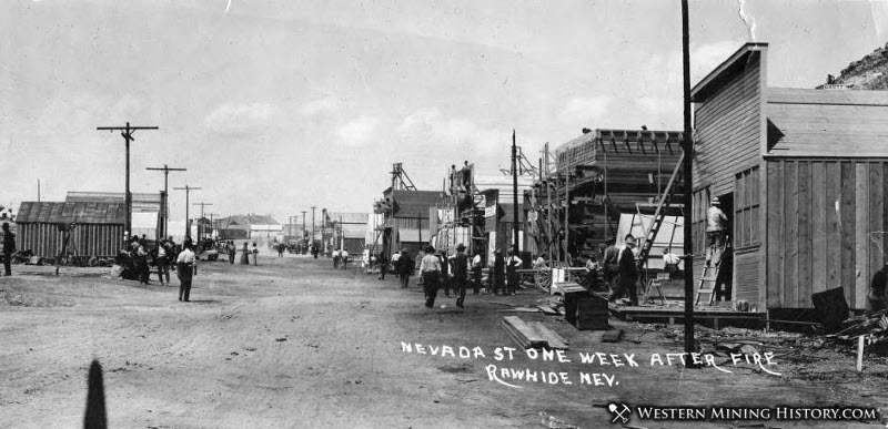Nevada Street one week after the fire - Rawhide Nevada 1908