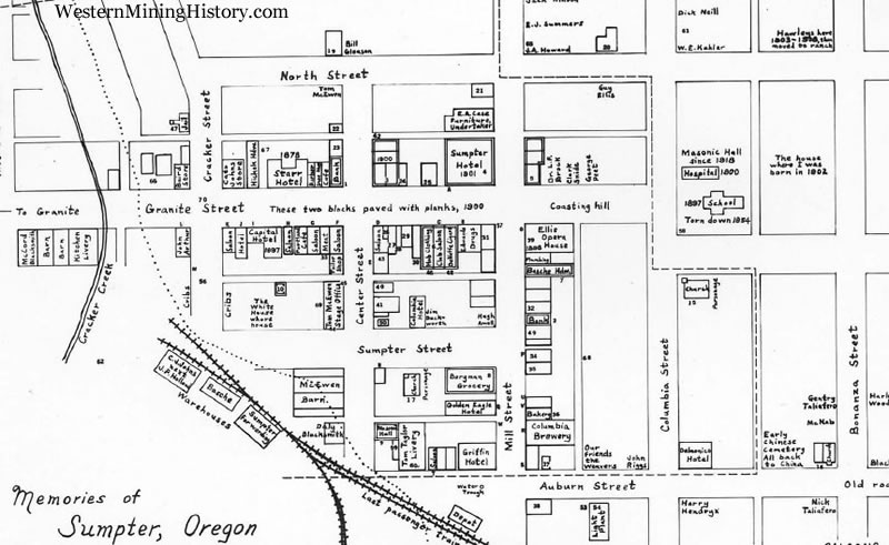 Map of Sumpter Before the 1917 Fire