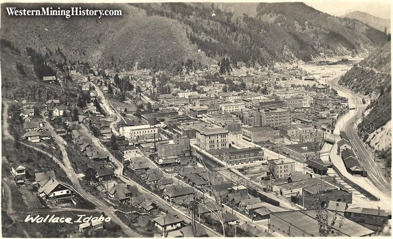 Wallace, Idaho Town View - Old Postcard