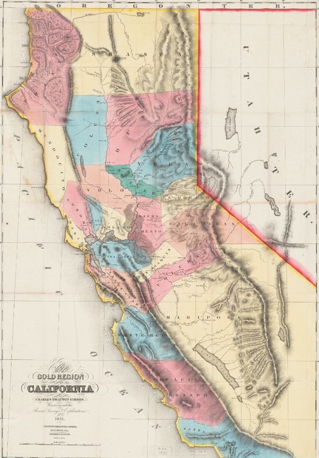 1851 Map of California Gold Regions