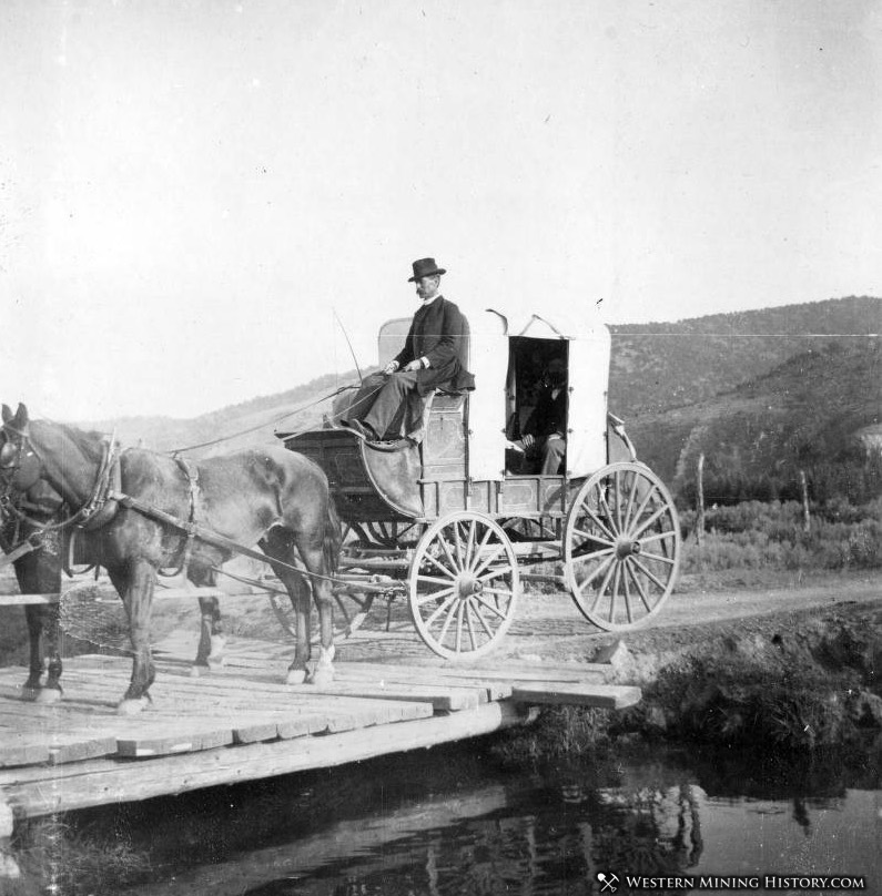 Stagecoach running between Rifle and Meeker, Colorado 1890s