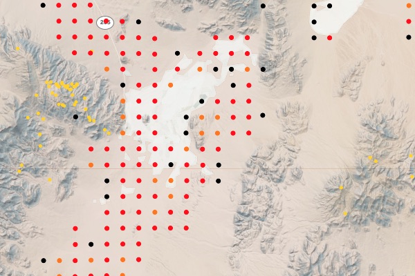Lithium claims in Esmeralda County, Nevada. Visualization is part of the WMH Gold Explorer