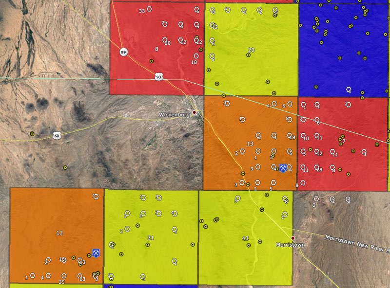 Gold areas around Wickenburg, Arizona