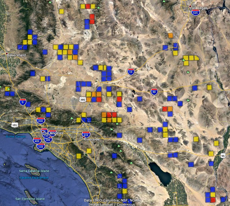 Gold mining regions in Southern California