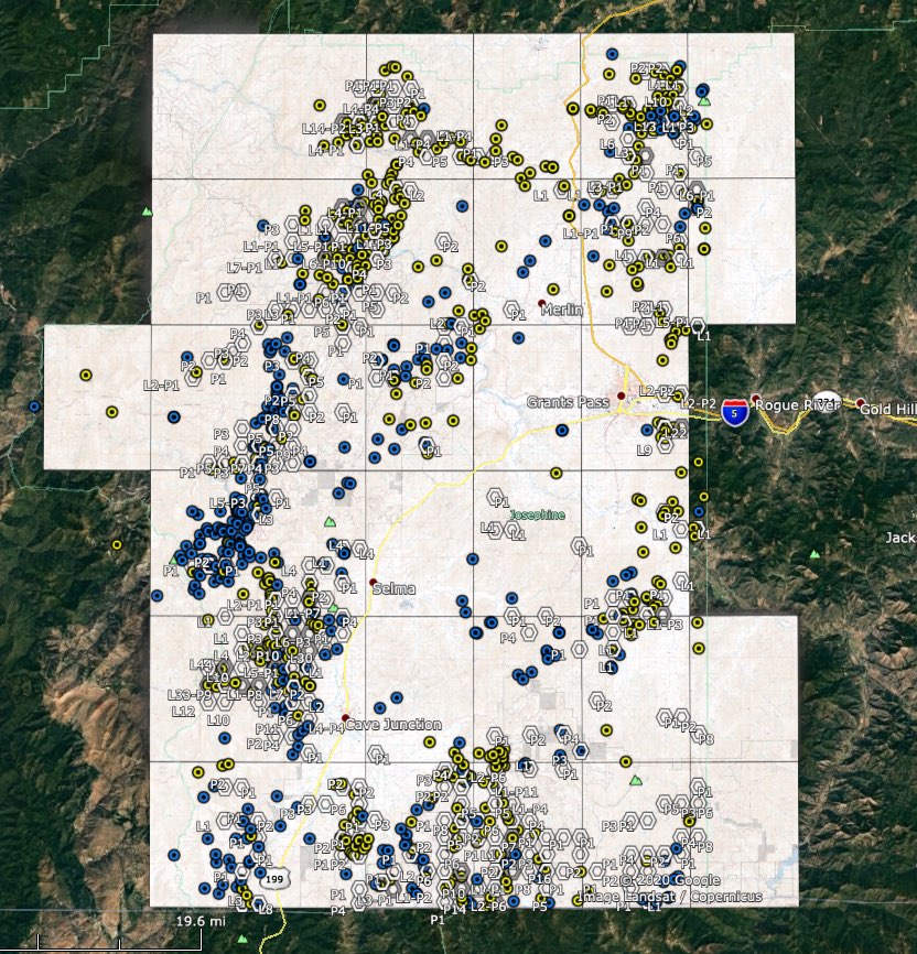 Distribution of mines in Josephine County Oregon