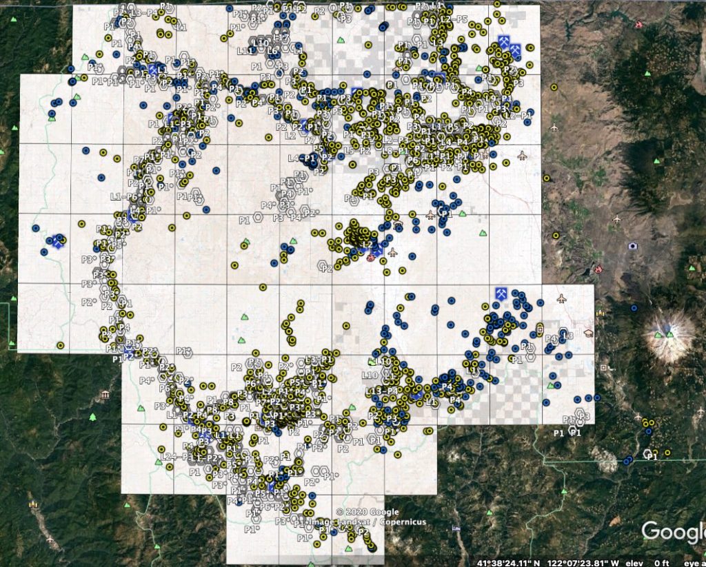 Mines and active mining claims in Siskiyou County California