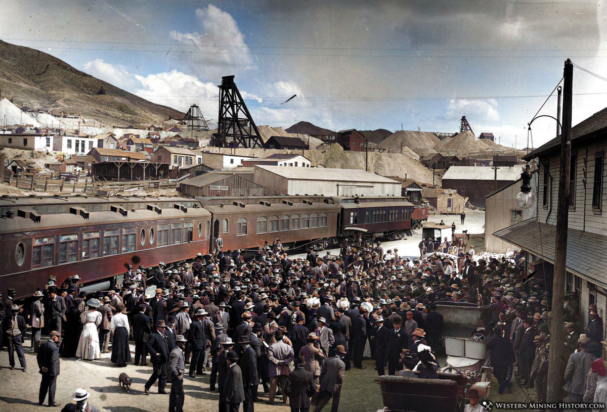 Crowd at the Railroad Depot - Tonopah, Nevada 1907