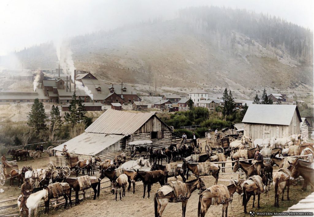 Historic mining scene - Pony, Montana ca. 1900