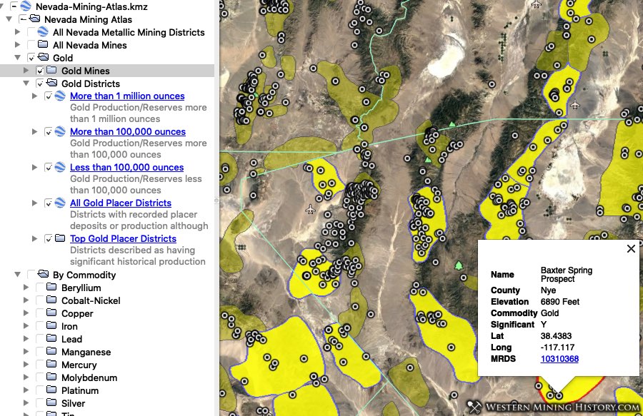 Gold mines and districts of Nevada