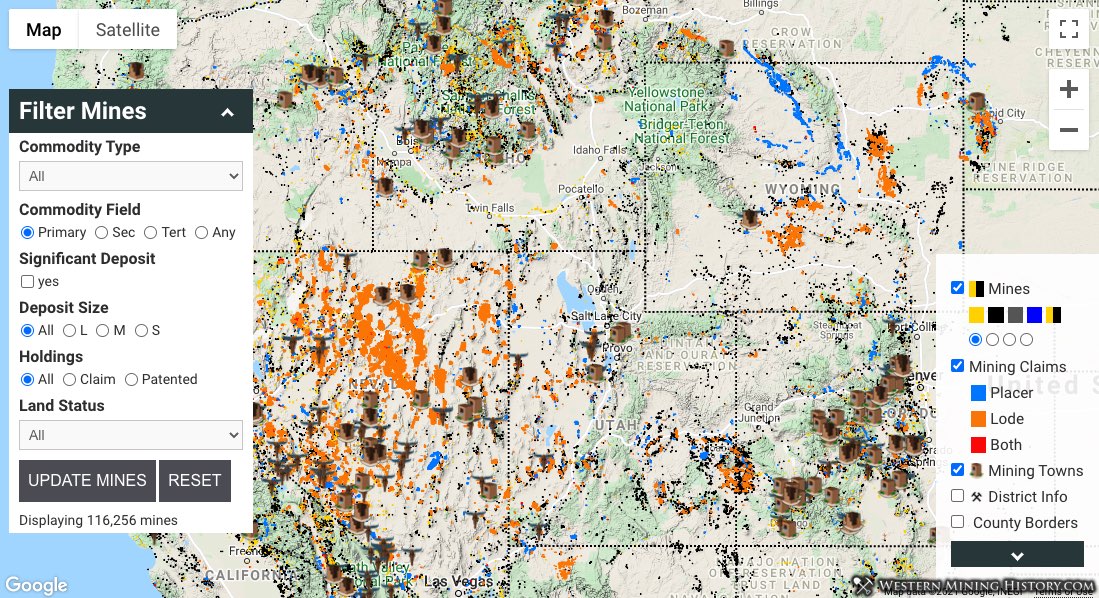 Western Mining History Mines Explorer Pro