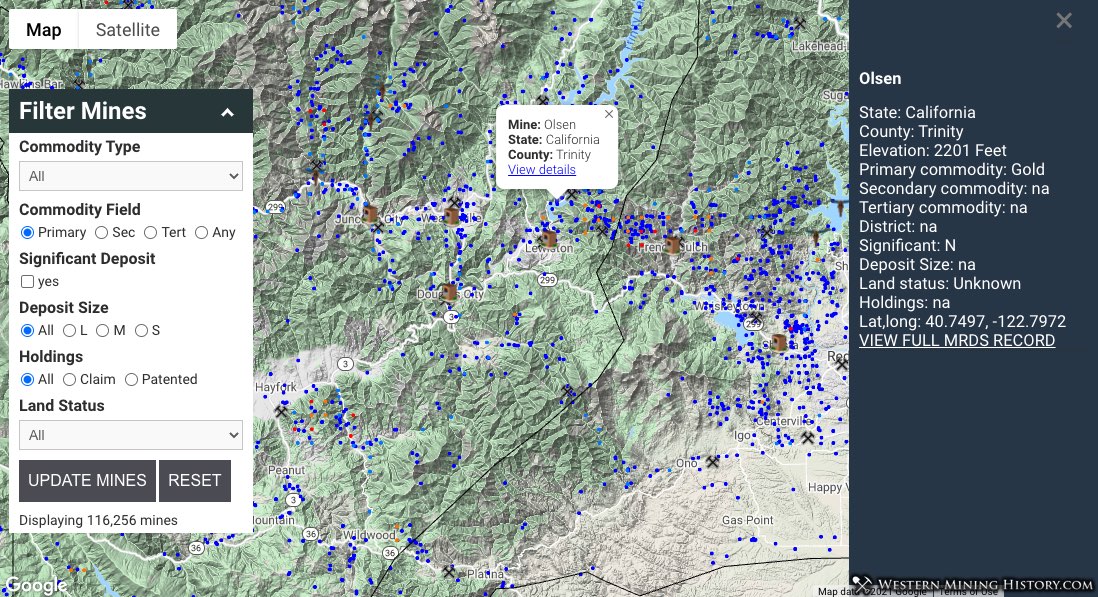 Western Mining History Mines Explorer Pro