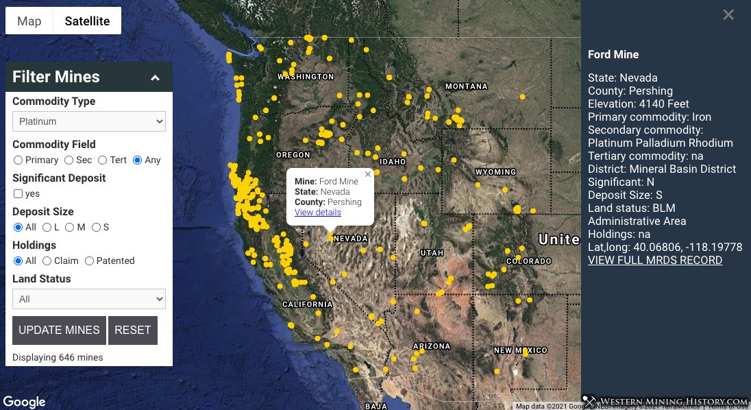 Western Mining History Mines Explorer Pro