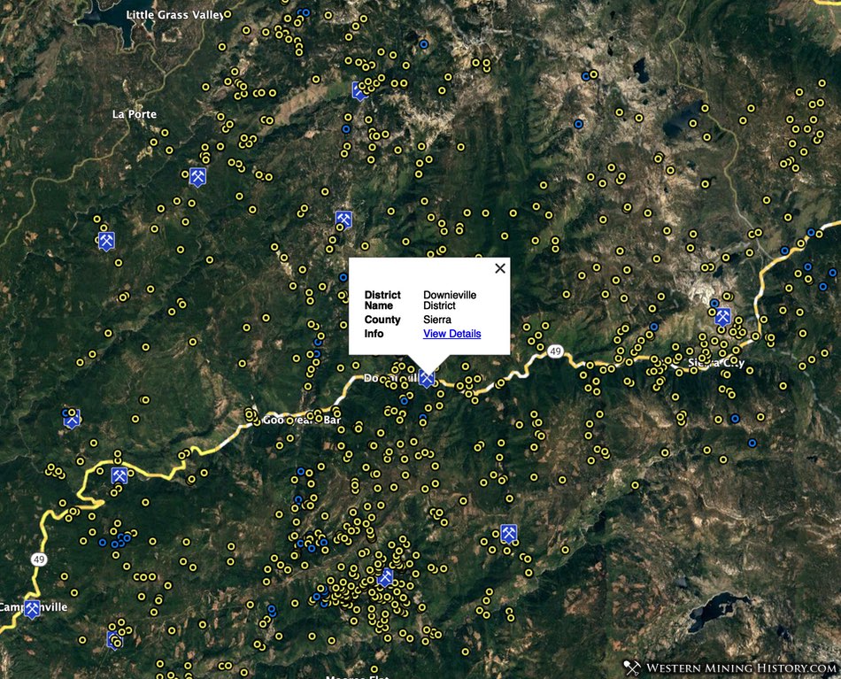 Distribution of mines in Sierra County