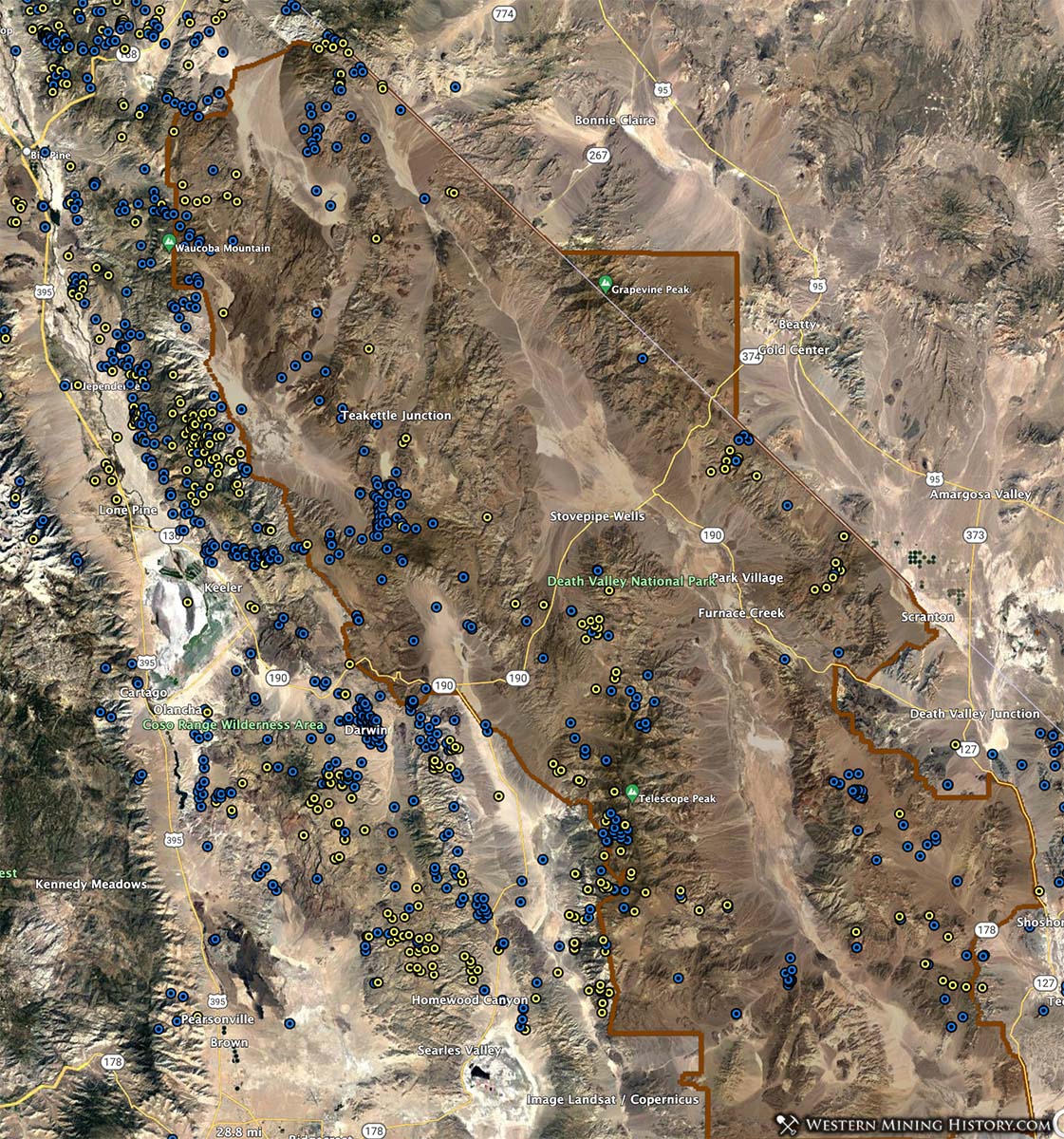 Inyo County California mine distribution