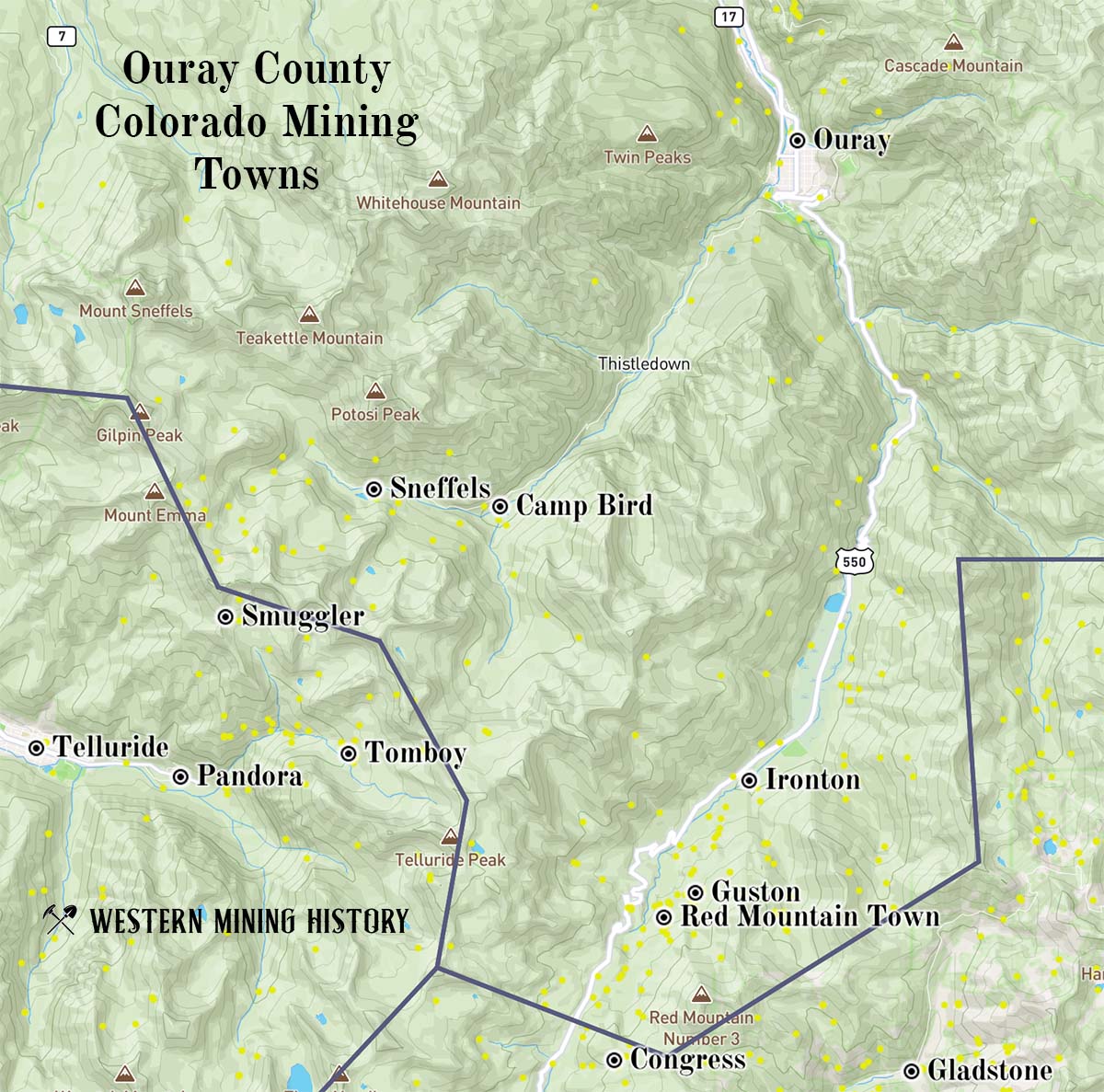 Ouray County Colorado mining towns